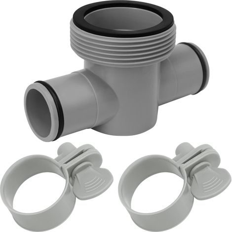 Raccord de tuyau de piscine en T (3 voies) – Adaptateur 1,5" vers 1,25" avec joints toriques – Pièce de rechange pour pompe de filtration – Étanchéité optimale – 2 co (1/5)