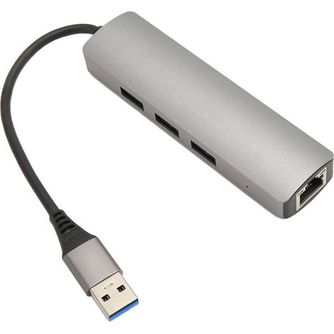 Hub Ethernet USB 3.0 1Gbps 3 ports Aluminium Alloy Plug and Play Adaptateur USB vers RJ45 pour Ordinateur Portable Tablette PC (1/5)