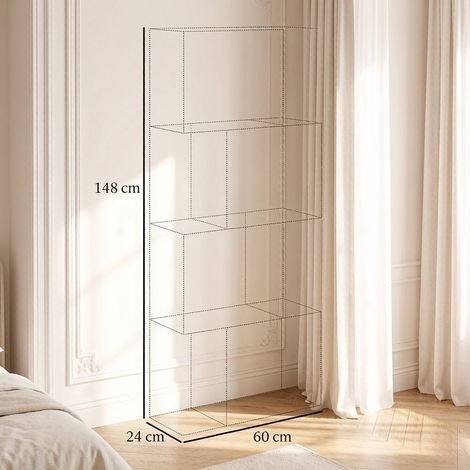 Bibliothèque blanche en bois 60 x 24 x 148 cm HOMAIRE (1/4)