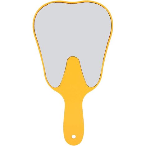 Miroirs De Poche en Forme De Dent, Miroir De Maquillage Mignon De Main Dentaire en Plastique Haute Définition avec Poignée Cosmétique Portable Miroir De Courtoisie Dentiste Bureau (Jaune) (1/5)