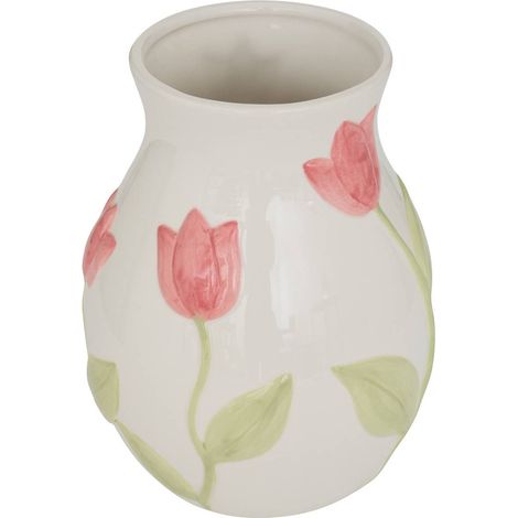 Vase Fleur de rose Motif Tulipe 15,7x15,7x21cm - Atmosphera créateur d'intérieur
