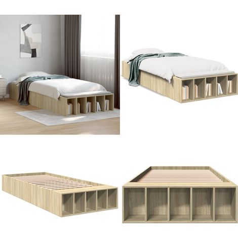 Bettgestell Sonoma-Eiche 75x190 cm Holzwerkstoff - Holzbettwäsche - Lattenrost - Doppelbett - Einzelbett - Boxspringbett - Home & Living (1/5)