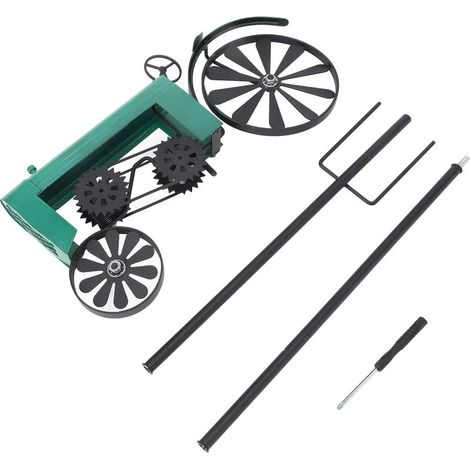 Vintage Tractor Wind Spinner, Metal Outdoor Décoration Garden Play Wind Moulin pour la Pelouse du Lit de Fleurs, avec des Roues à Vent (Green) (1/4)