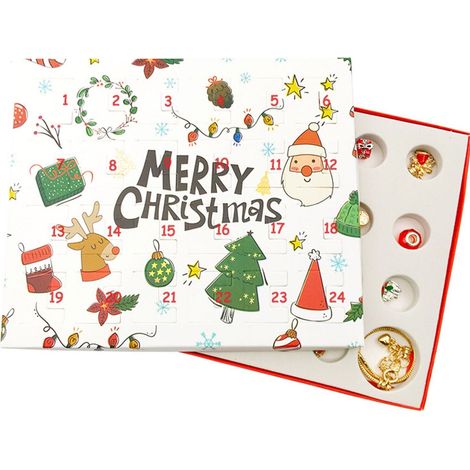 Calendario dell'Avvento con 24 pezzi, scatola a sorpresa con collana a tema natalizio, braccialetto a sorpresa (1/5)