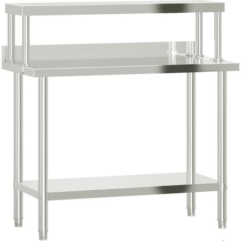 Table de travail de cuisine avec étagère 110x55x120 cm inox