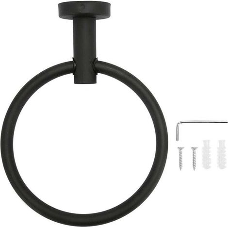 Anneau Porte Serviette Noir Mat Acier Inoxydable Antirouille Support Mural Moderne Salle De Bain (1/4)