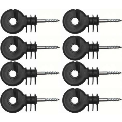 Isolateur clôture électrique 8x 6x40mm noir à visser – Pour piquets bois – Corde bétail, chèvre, poule, chevaux, chien (1/2)