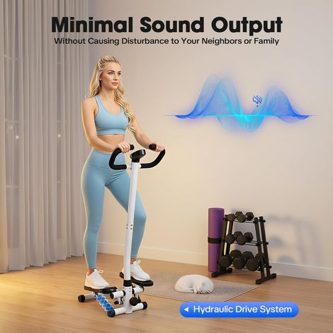 2in1 Fitness Stepper für Zuhause,Up-Down Swing Stepper mit Power Ropes und Lenker,LCD-Monitor,höhenverstellbar,Stille & Anti-Slip Hometrainer Fitnessgeräte Bein/Arm Trainer bis 150kg