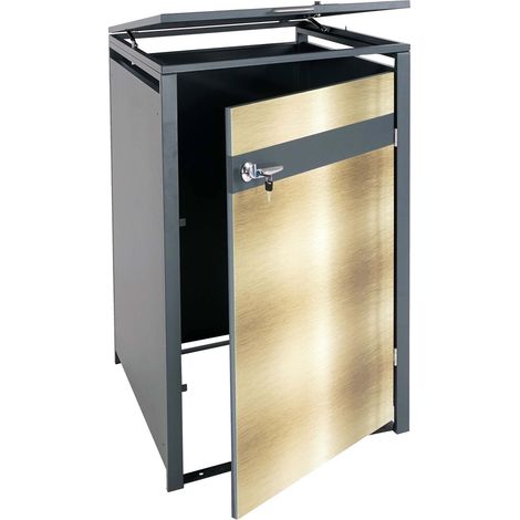 [NON UTILIZZATO] Copribidone box spazzatura rifiuti HHG-356 80x68x117cm acciaio inox antracite gold (1/5)