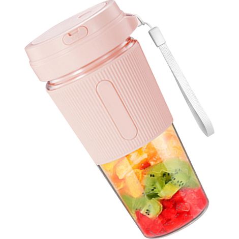 Blender portable à deux lames, 300 ml, rechargeable par USB, gobelet multifonction pour la maison et les voyages, rose (1/5)