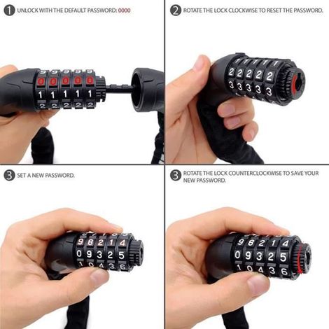 Cadenas à Vélo - - KR610 - Antivol à Code - 100 cm - Universel - Mixte (1/4)