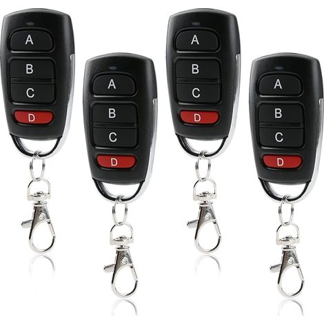 4 telecomandi universali a 433 MHz per cancelli e porte da garage - Copiatore di codice fisso - Clonazione wireless compatibile con EV1527 PT2262 HS1527 - Sicuro a lungo raggio (1/5)
