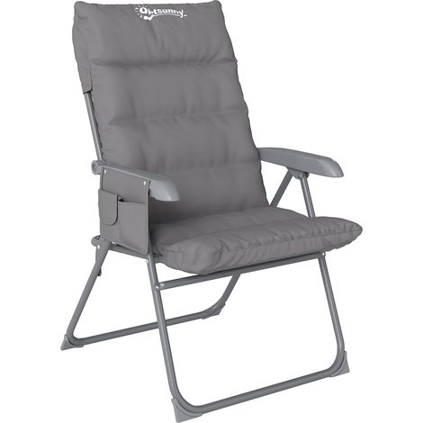 Sedia da Campeggio Pieghevole 66x58x105 cm Regolabile su 5 Livelli Grigio Chiaro (1/5)