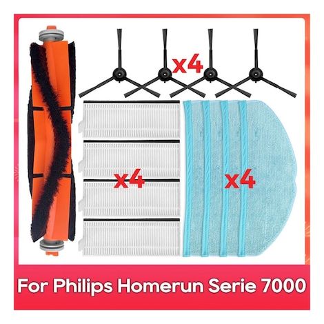 Pièces détachées compatibles Philips Homerun Série 7000  Pour modèles X7100/01 et X7100/02  Accessoires de rechange pour robot aspirateur  Entretien facile (1/5)