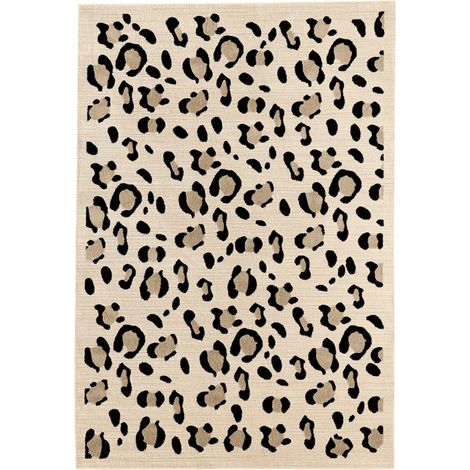Tapis crème léopard tissé machine intérieur doux - 80 x 150 cm (1/5)
