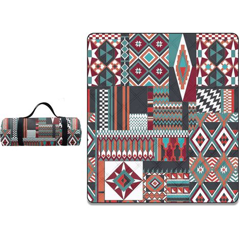 APEX Couverture de Pique-Nique Magnifique Bordeaux, 200x200cm, Lavable Couverture de Pique-Nique avec Poignée, pour Camping, Parcs,Voyage (1/5)