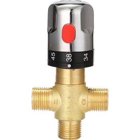 Thermostatmischer, Wassertemperaturregelventil aus massivem Messing G1/2, dreistufiger Thermostatmischer, geeignet für Badezimmer, Toiletten und Küchen.