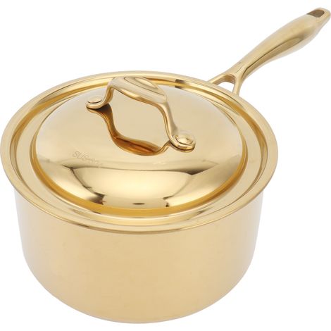 Pot à lait épais avec couvercle, fond composite à trois couches, pot pour aliments pour bébé, doré (1/5)