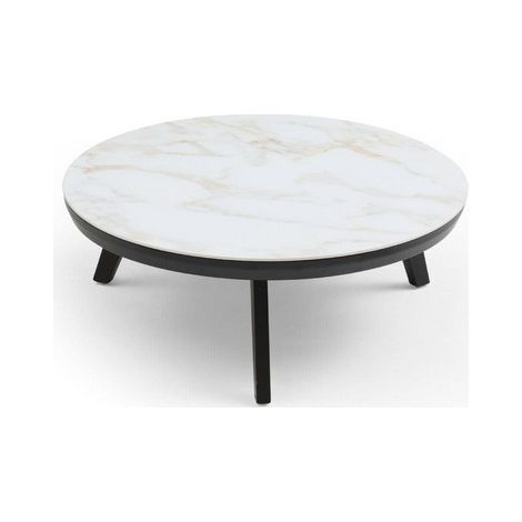 Romeo Sintered Stone Coffee Table with Metal Legs (Pack of 3) - L85 x W85 x H36.5 cm