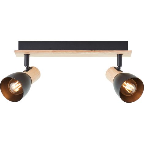 Brilliant Lampe Daintree Spotbalken 2-flammig holz/schwarz Aluminium braun 2x D45, E14, 28 W