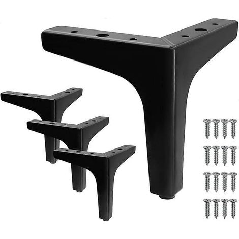 Pieds de meuble réglables 17 cm/7 pouces, ensemble de 4 pieds de meubles dorés pieds de table, pieds de meubles triangulaires en métal pieds de canapé de rechange 15 cm/6 pouces, noirs. (1/5)
