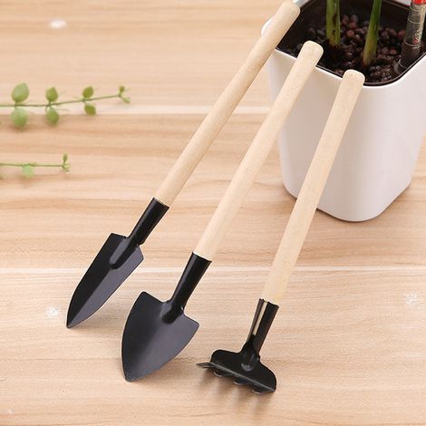 Mini pala nera, vaso da fiori, adatta a piccoli spazi, giardinaggio, orto, utilizzata per il trapianto, attrezzo da giardinaggio. (1/3)