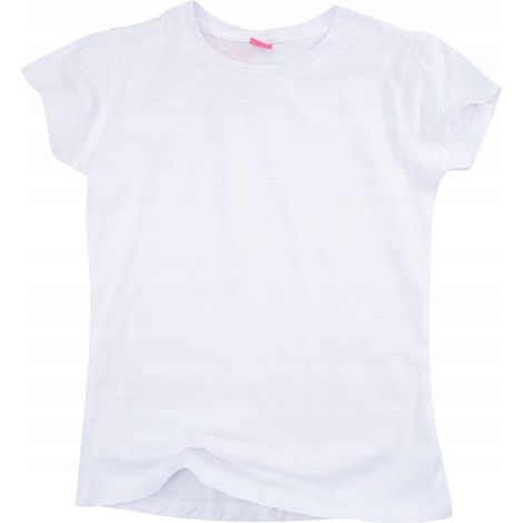Weißes klassisches Sport-T-Shirt für Mädchen, Baumwolle, Elastan, 164 g, E38C