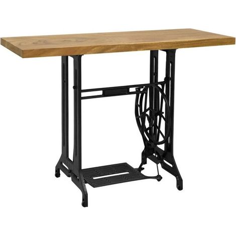 Console suar massif finition teck et pieds métal noir Tinyl (1/3)