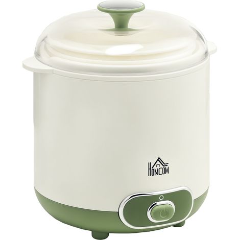 Yaourtière , 1,5 L, avec 2 pots, passoire, couvercle, 20 W, idéale pour le yaourt grec, pour 3 à 5 personnes, 19,5 x 17,5 x 21,4 cm, blanche