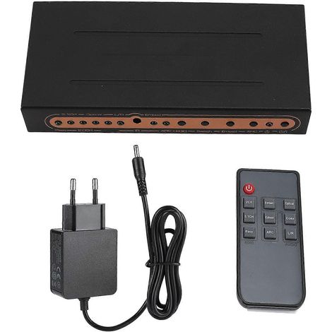 Interface multimédia haute définition, audio 5.1 canaux intégré, compatible 4K, fonction ARC, répartiteur/extracteur optique numérique, 100-240 V. (1/5)