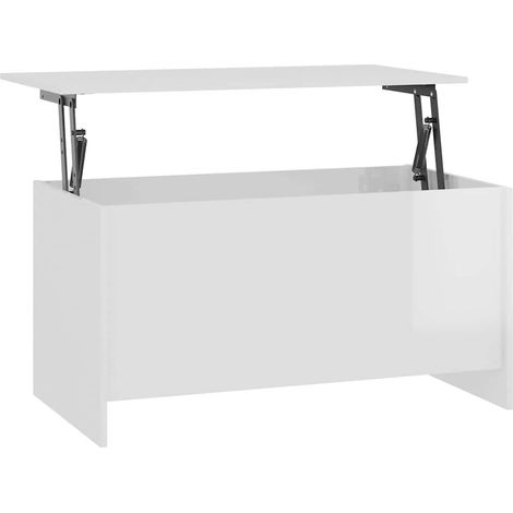 Maison Exclusive - Tavolino Bianco Lucido 102x55,5x52,5 cm in Legno Multistrato (1/5)
