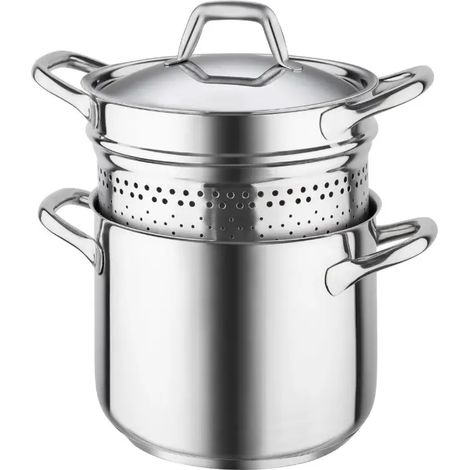 Spaghettikocher mit Deckel Ø 22 cm aus Edelstahl 18/10