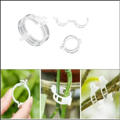 (Blanco) 100 piezas de clips de soporte para plantas, clips de plástico para enredaderas, abrazadera fija para enredaderas