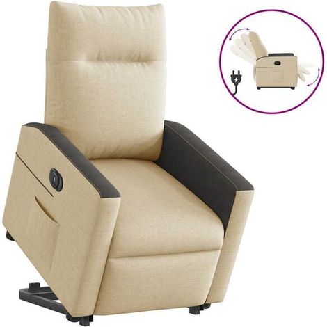 Fauteuil inclinable électrique en tissu beige (1/5)