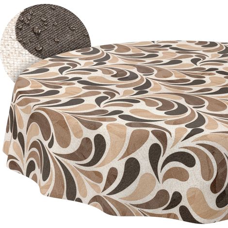 Nappe enduite Gouttes Beige Ronde Ø 120 cm intérieur/extérieur (1/5)