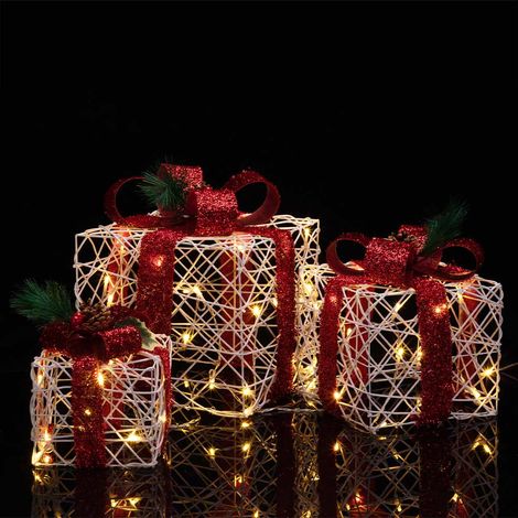 Set 3 Pacchetti Pacchi Regalo Luminosi di Natale Decorazione Interni ed Esterni (1/5)