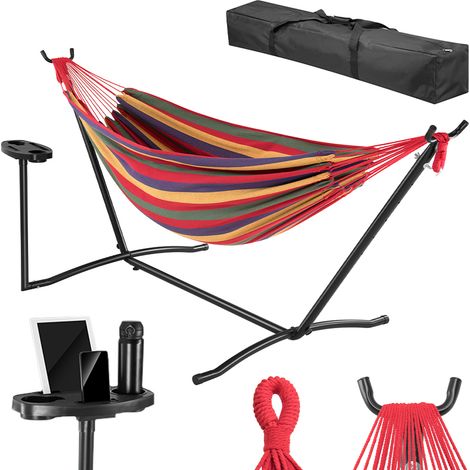 Amaca da Giardino Brasiliana Strisce Multicolore con Portabicchieri Portata 200kg (1/5)