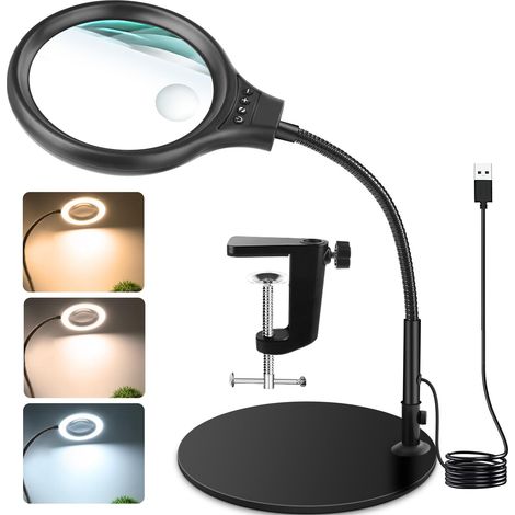 10X 20X Loupe sur Pied, Lampe Loupe avec Pince (1/5)