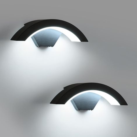 2 Pièces LED Applique Murale Extérieur, 18W 2700LM Lampe Murale IP65 Etanche Moderne, Éclairage Extérieur Noir pour Terrasse, Couloir, Cour, Jardin, Garage, 6500K Blanche Froide (1/5)