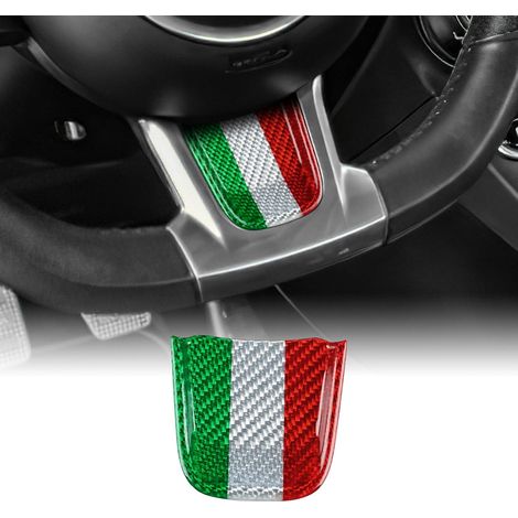 Pour FIAT 500 Abarth 595 2020 2021 2022 2023 2024 Véritable fibre de carbone dur Voiture Volant Couverture de menton Panneau de volant Panneau décoratif Intérieur Autocollant Accessoires (1/5)
