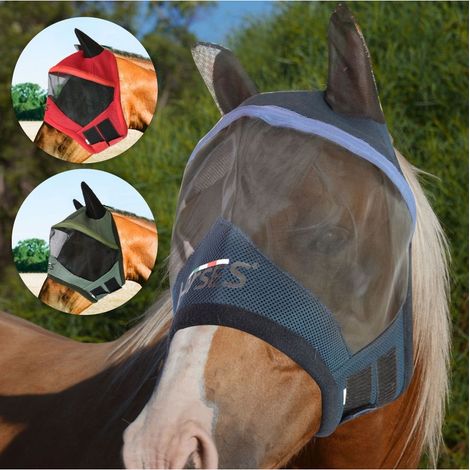 COB, ROSSO: Maschera Antimosche per cavalli modello Cover in rete con inserti in mesh