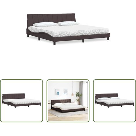 Matelas en mousse -  Lit avec matelas Hanko marron foncé 200x200 cm tissu (1/5)