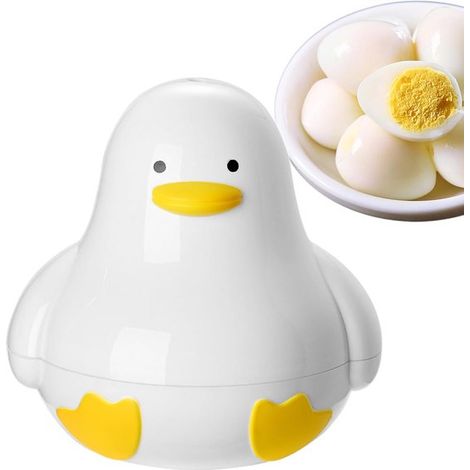 Cocedor de huevos，4 compartimentos，Vaporera de huevos con forma de pato para microondas，ideal para preparar desayunos rápidos (1/5)