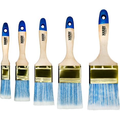 Lot de 5 Pinceaux Plats Série 42, Tailles : 25/35 / 50/60 / 75 mm - Pinceau pour Lasure Bois et Vernis Métal - Poils Synthétiques Clairs (1/5)