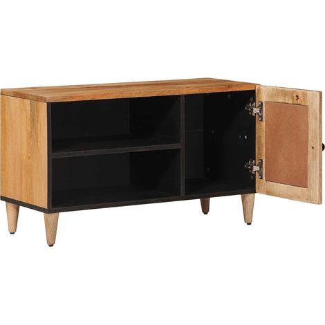 Meuble TV Naturel 80 x 33 x 46 cm Bois de mangue massif (1/5)