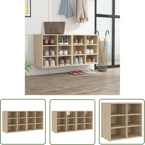 The Living Store Schuhregale 2 Stk. Sonoma-Eiche 52,5x30x50 cm - Schuhregal - Schuhschrank - Aufbewahrung - Garderobe - Wohnraumorganisation (1/5)