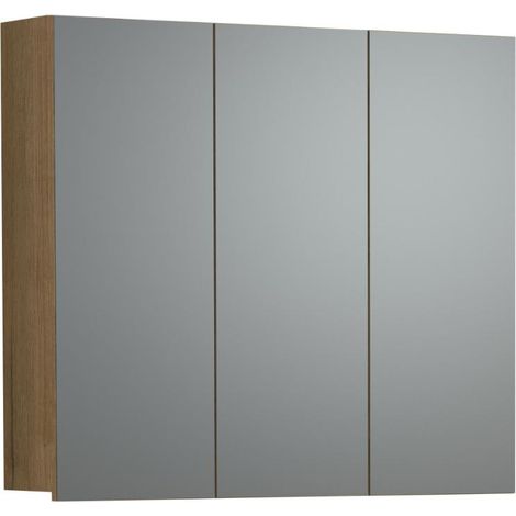 Badezimmerschrank mit Spiegel und 3 Türen L90 cm - PUREBLISS