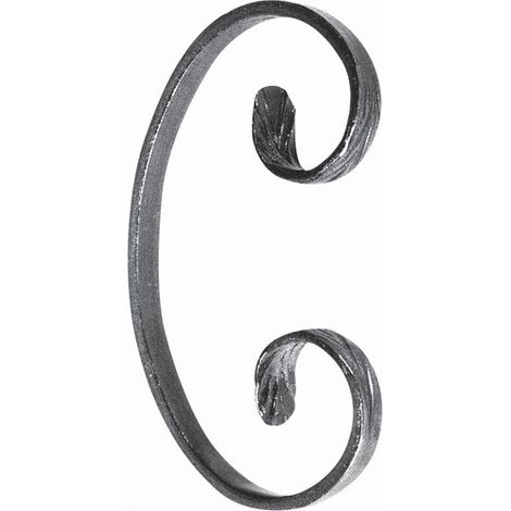 Volute en C finition queue de carpe - Hauteur 150mm Largeur 85mm plat de 16x6mm - Fer forgé - À souder - DECO FER FORGE