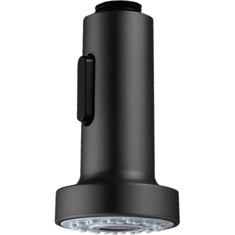 Embout Robinet - Douchette Adaptable 2 Modes Jet - Pour Mitigeur Cuisine - ABS Noir - Filetage 14,3 mm - Diamètre 50 mm - Longueur 100 mm - 1 Pièce