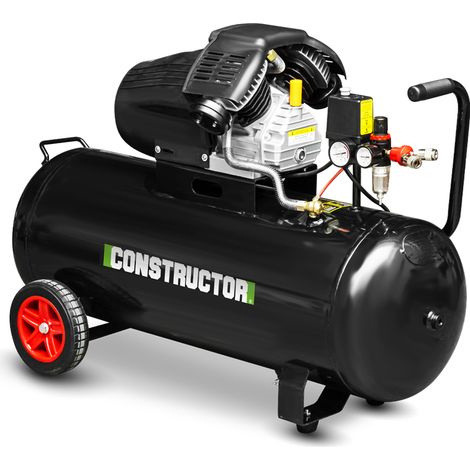 Compresseur à huile 100L bicylindre – Débit d'air 250L/min – Pression max 8 bars – Moteur bi-cylindre 2.2Kw – Poids 47kg – Constructor (1/5)